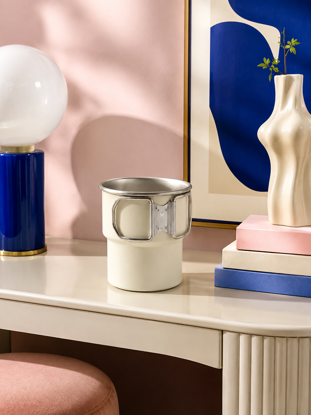 Folding-Handle Stainless Steel Camping Mug