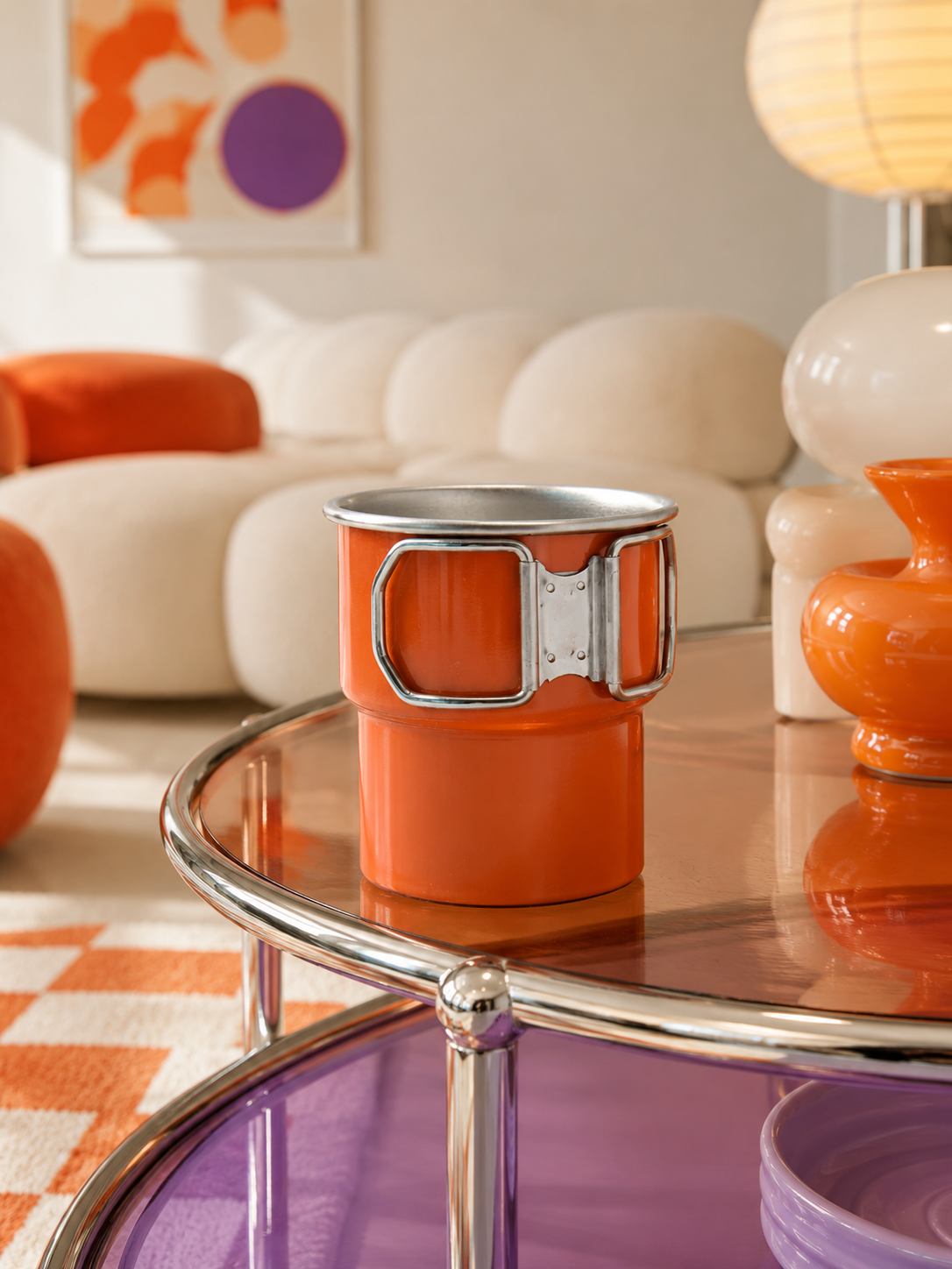 Folding-Handle Stainless Steel Camping Mug