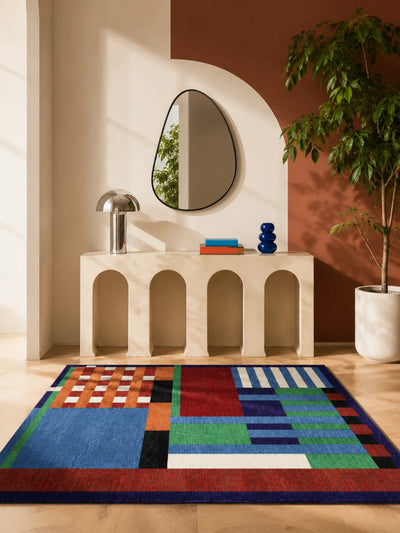 Bauhaus-Style Color-Block Area Rug