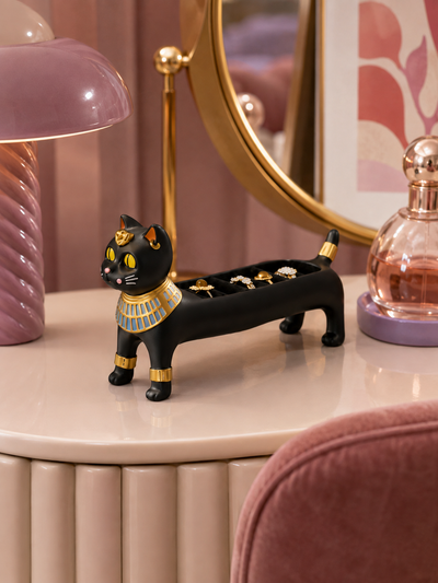 Egyptian Cat Resin Jewelry Holder