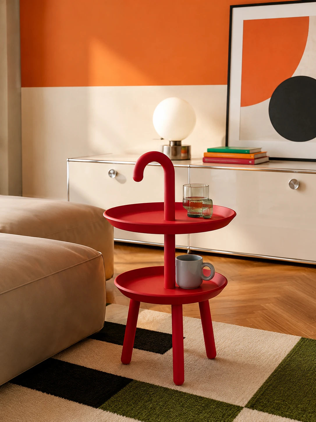 Umbrella-Hook Two-Tier Side Table