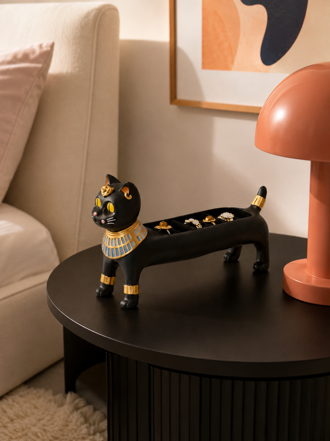 Egyptian Cat Resin Jewelry Holder