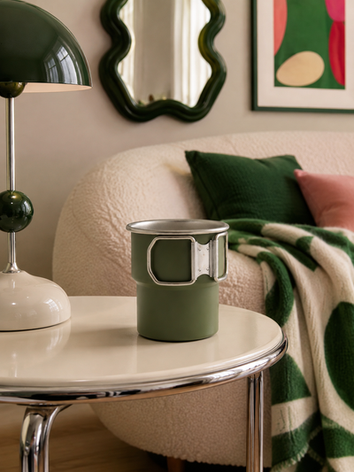 Folding-Handle Stainless Steel Camping Mug