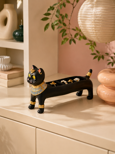Egyptian Cat Resin Jewelry Holder