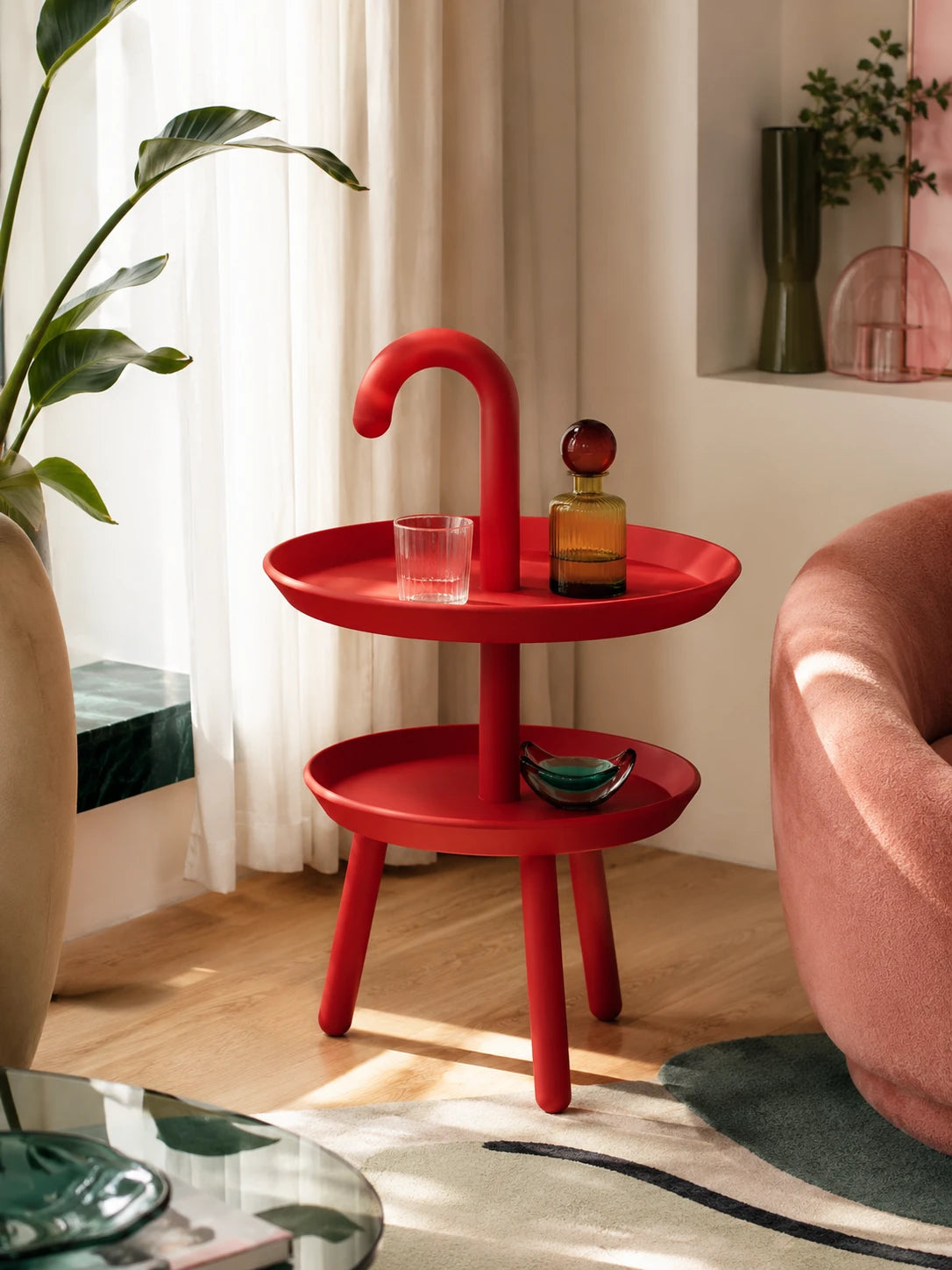 Umbrella-Hook Two-Tier Side Table