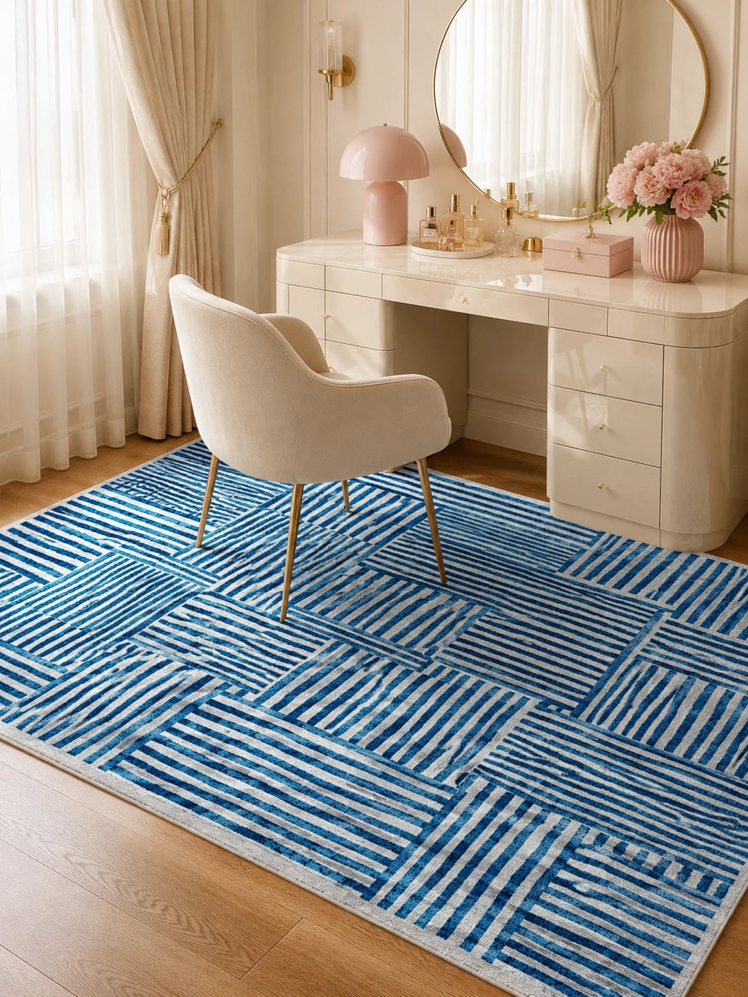 Blue Stripe Patchwork Area Rug