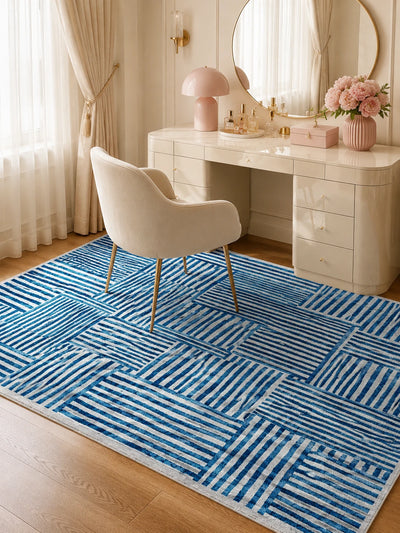 Blue Stripe Patchwork Area Rug