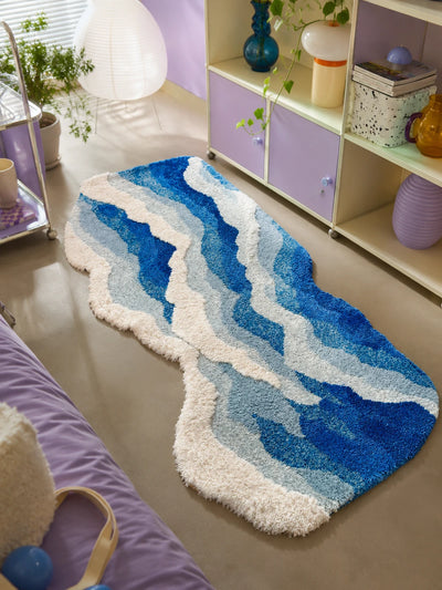 Ocean Wave Plush Bedside Rug