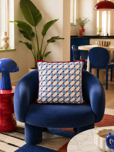 Color-Block Check Throw Pillow
