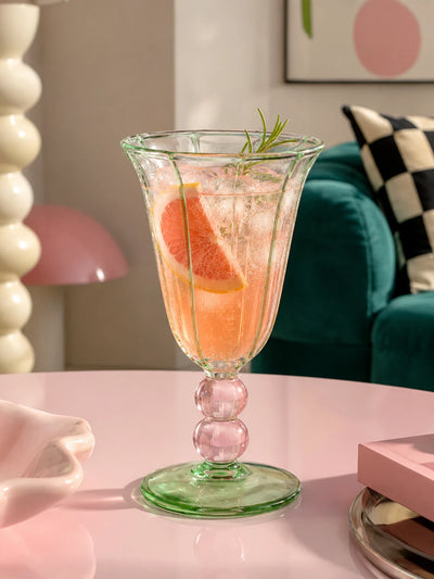 Retro Striped Glass Goblet