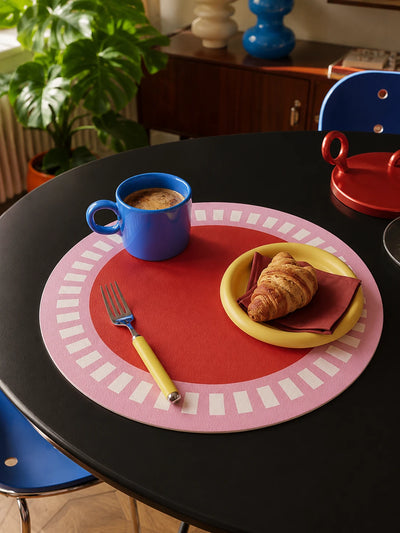 Sun-Dial Round Faux Leather Placemat
