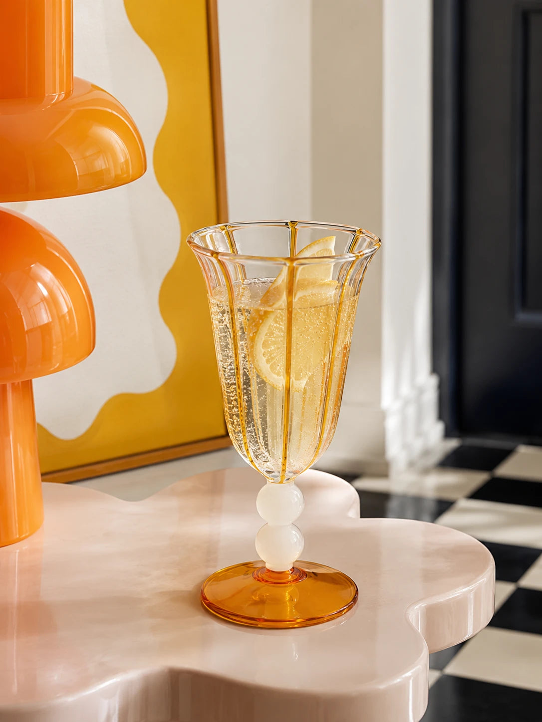 Retro Striped Glass Goblet