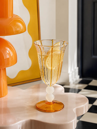 Retro Striped Glass Goblet
