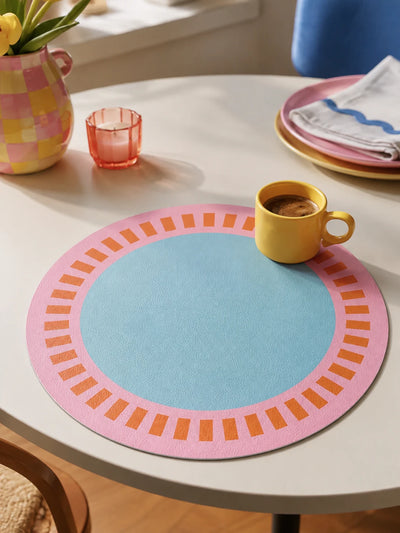 Sun-Dial Round Faux Leather Placemat