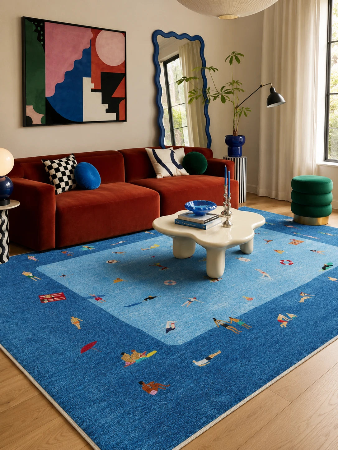Summer Pool Scene Area Rug