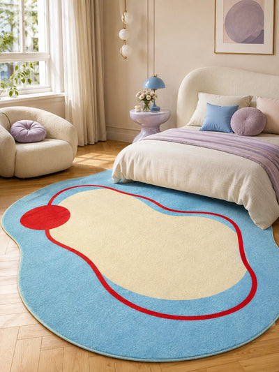 Blue Squiggle Irregular Area Rug