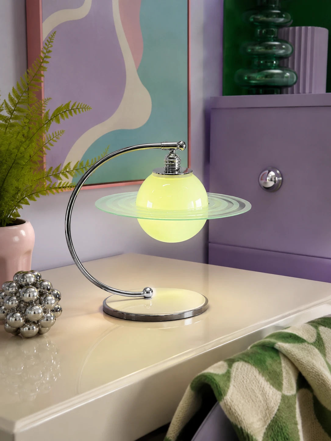 Saturn Planet Glass Table Lamp