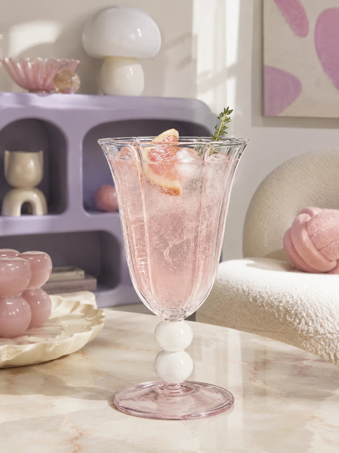 Retro Striped Glass Goblet