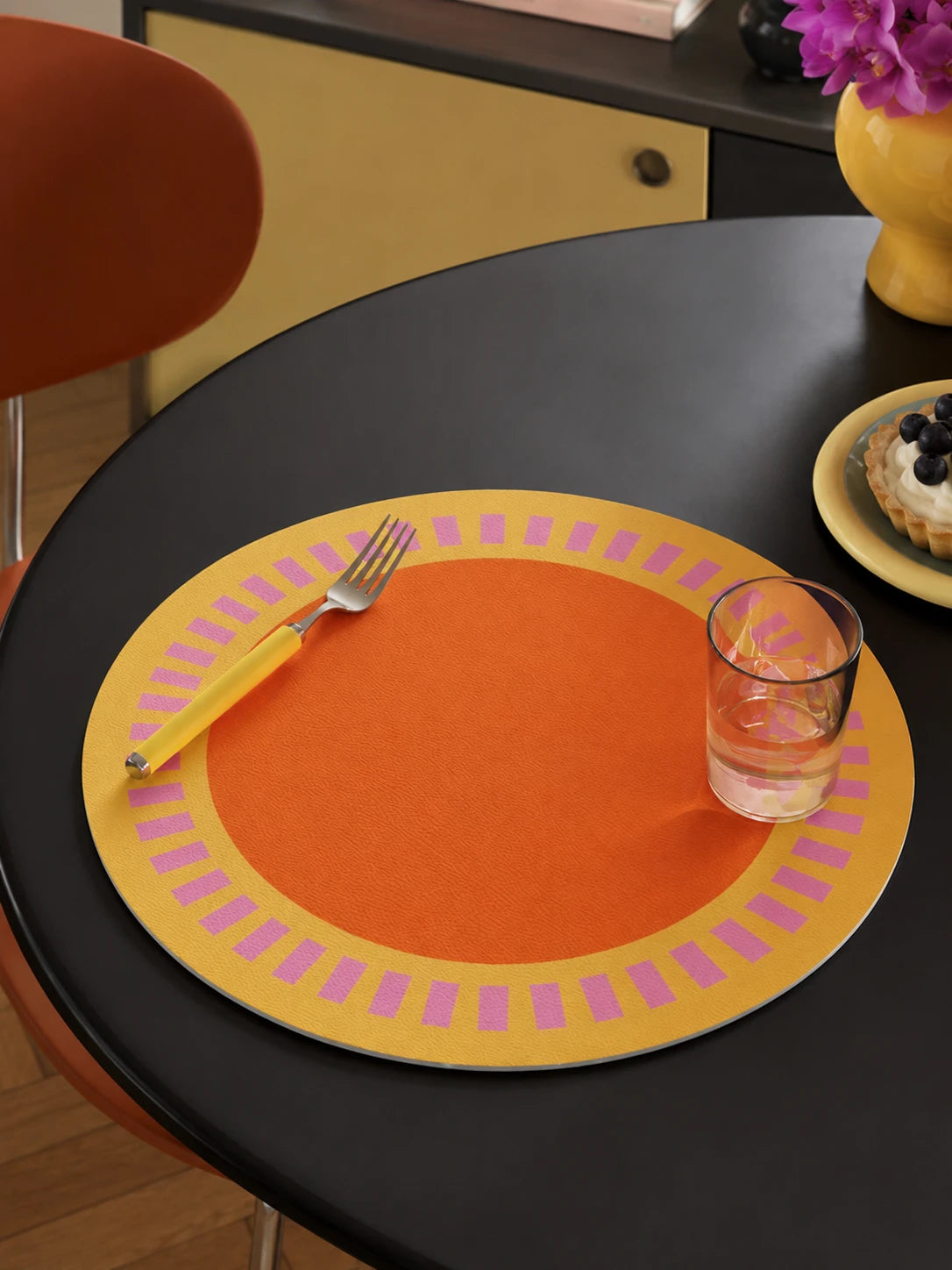 Sun-Dial Round Faux Leather Placemat