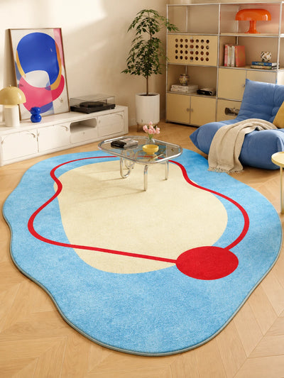Blue Squiggle Irregular Area Rug