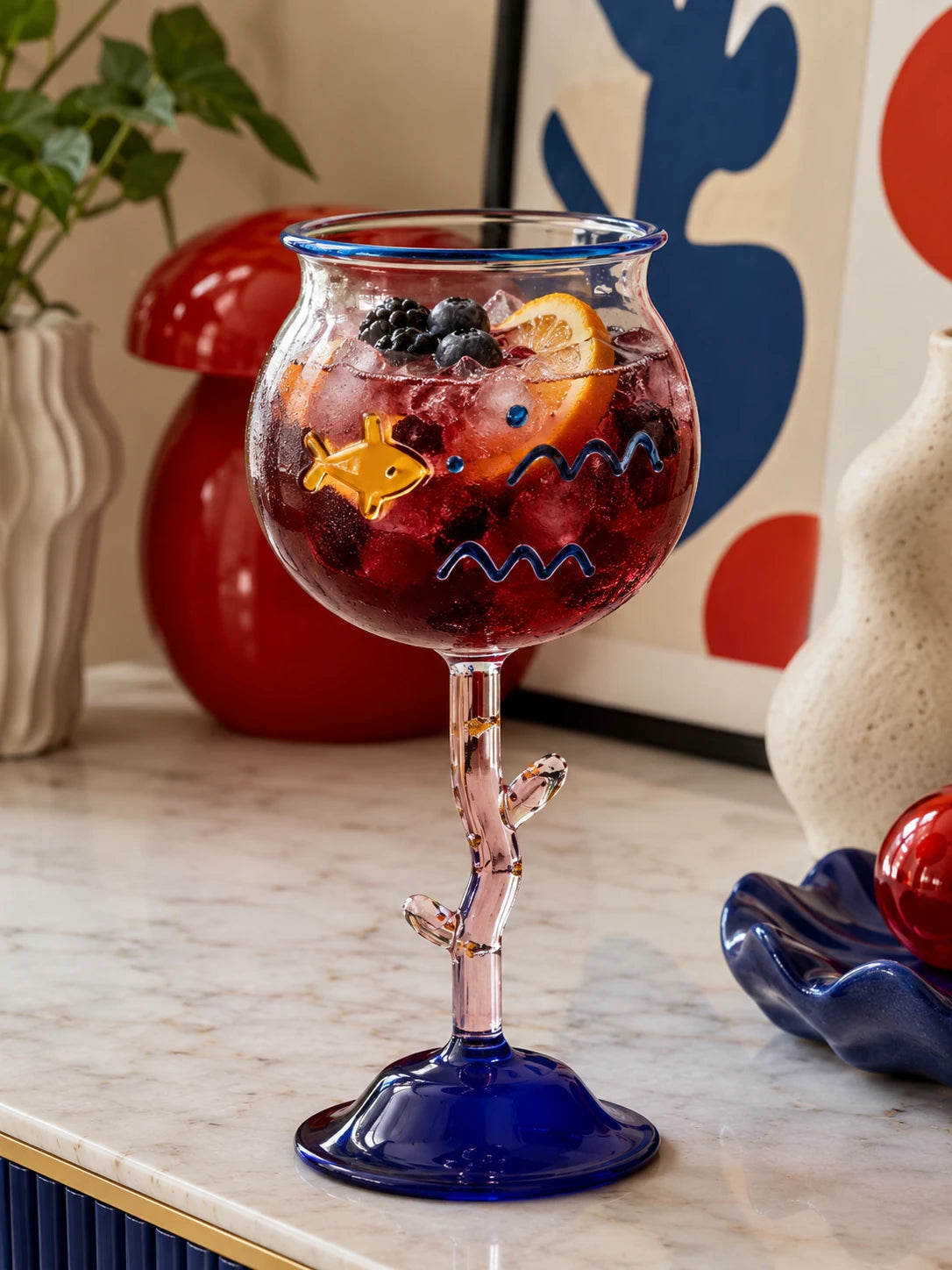 Coral Stem Cocktail Glass