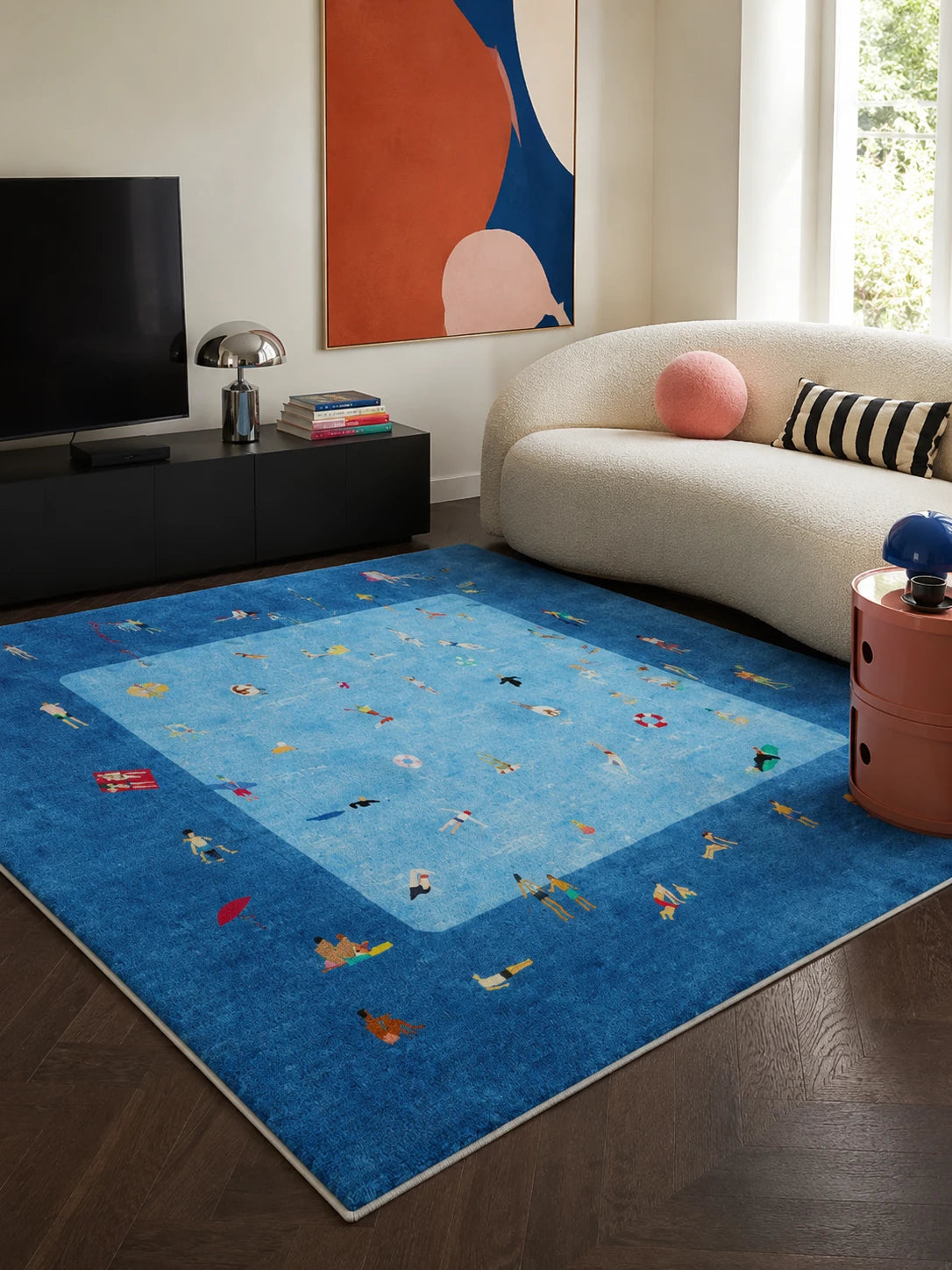 Summer Pool Scene Area Rug in fabric — Retro Radius product photo 6 of 8