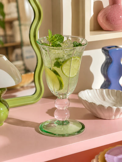 Retro Striped Glass Goblet