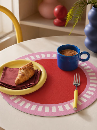 Sun-Dial Round Faux Leather Placemat