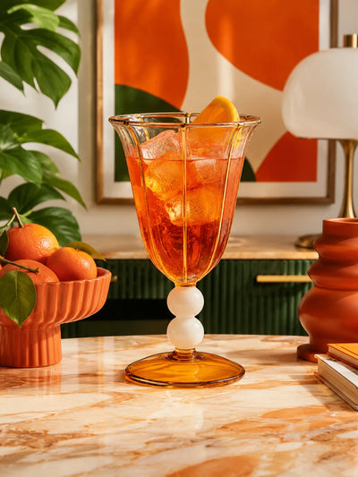 Retro Striped Glass Goblet