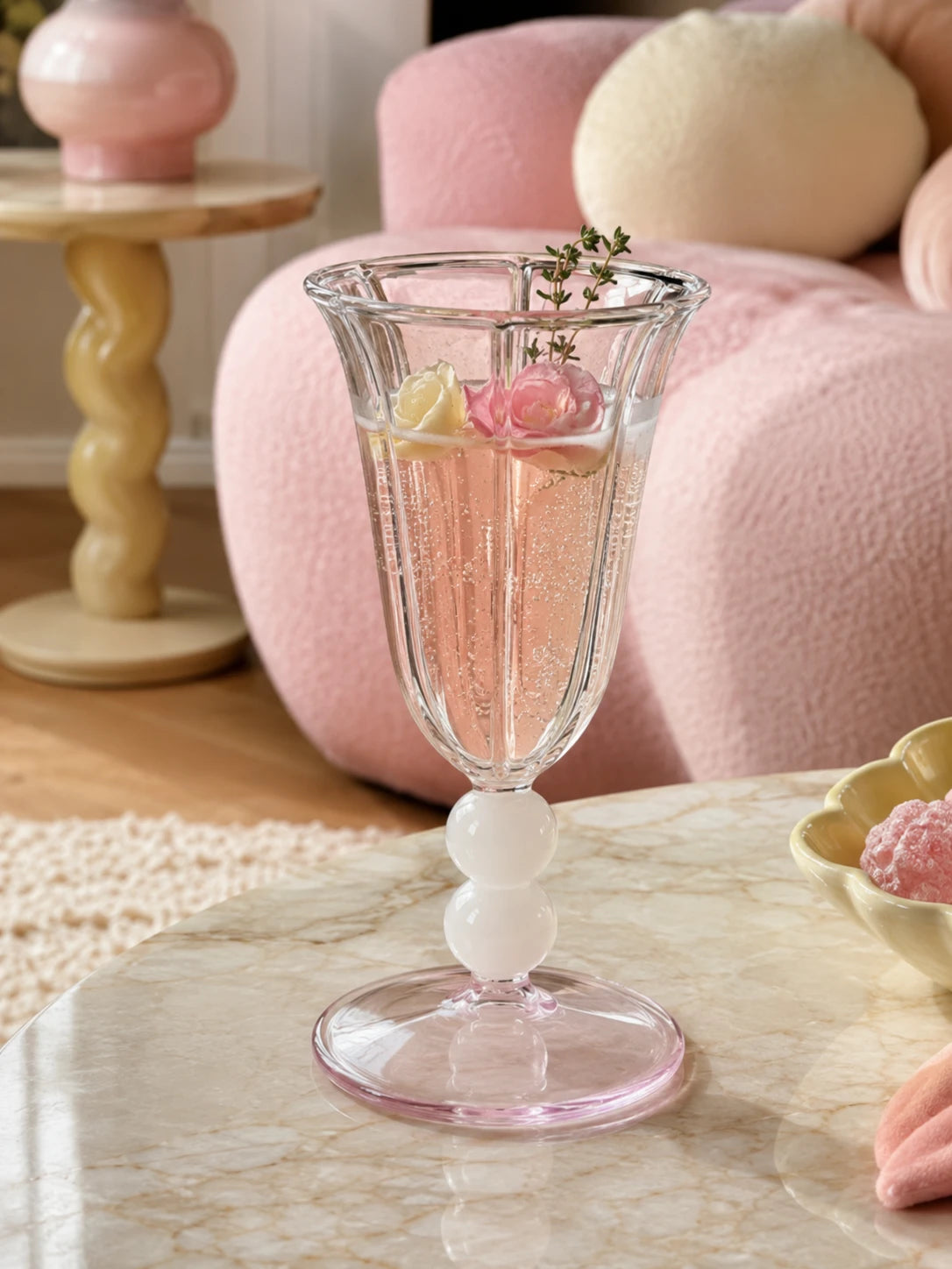 Retro Striped Glass Goblet