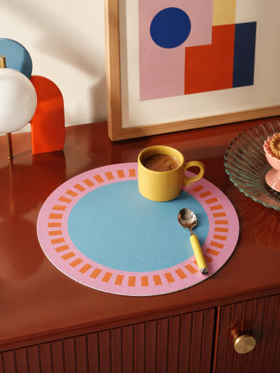 Sun-Dial Round Faux Leather Placemat