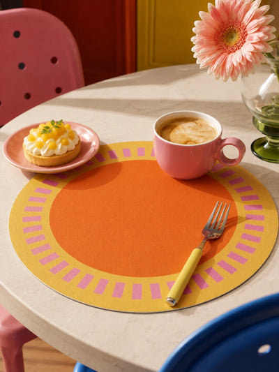Sun-Dial Round Faux Leather Placemat