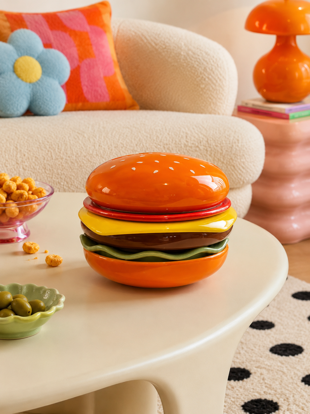 Ceramic Hamburger Stacking Plate Set