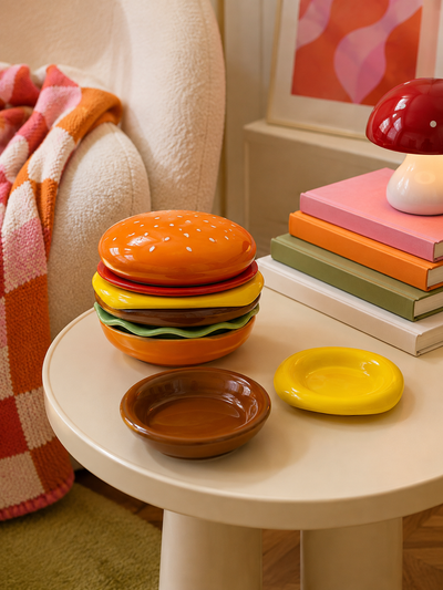 Ceramic Hamburger Stacking Plate Set
