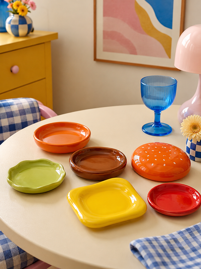 Ceramic Hamburger Stacking Plate Set