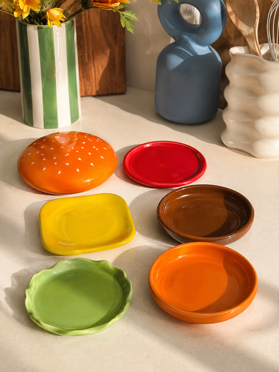 Ceramic Hamburger Stacking Plate Set
