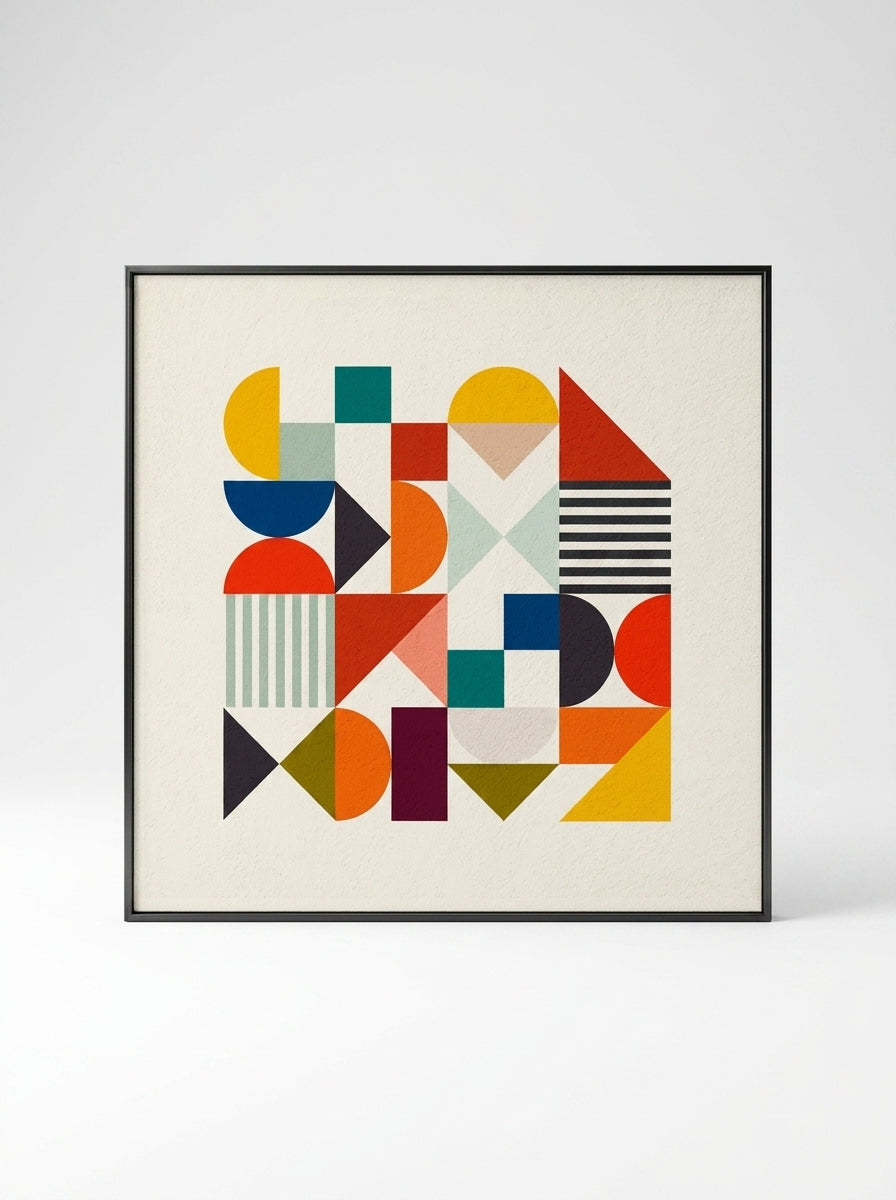 Geometric Abstract Canvas Mural – Unframed Modern Wall Art