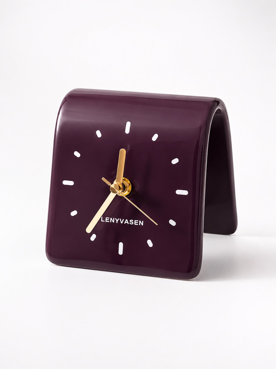 Architectural Curved Ceramic Table Clock — Minimalist Dopamine Decor Accent