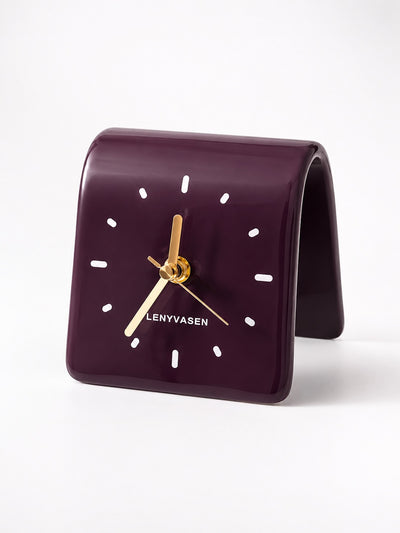 Architectural Curved Ceramic Table Clock — Minimalist Dopamine Decor Accent
