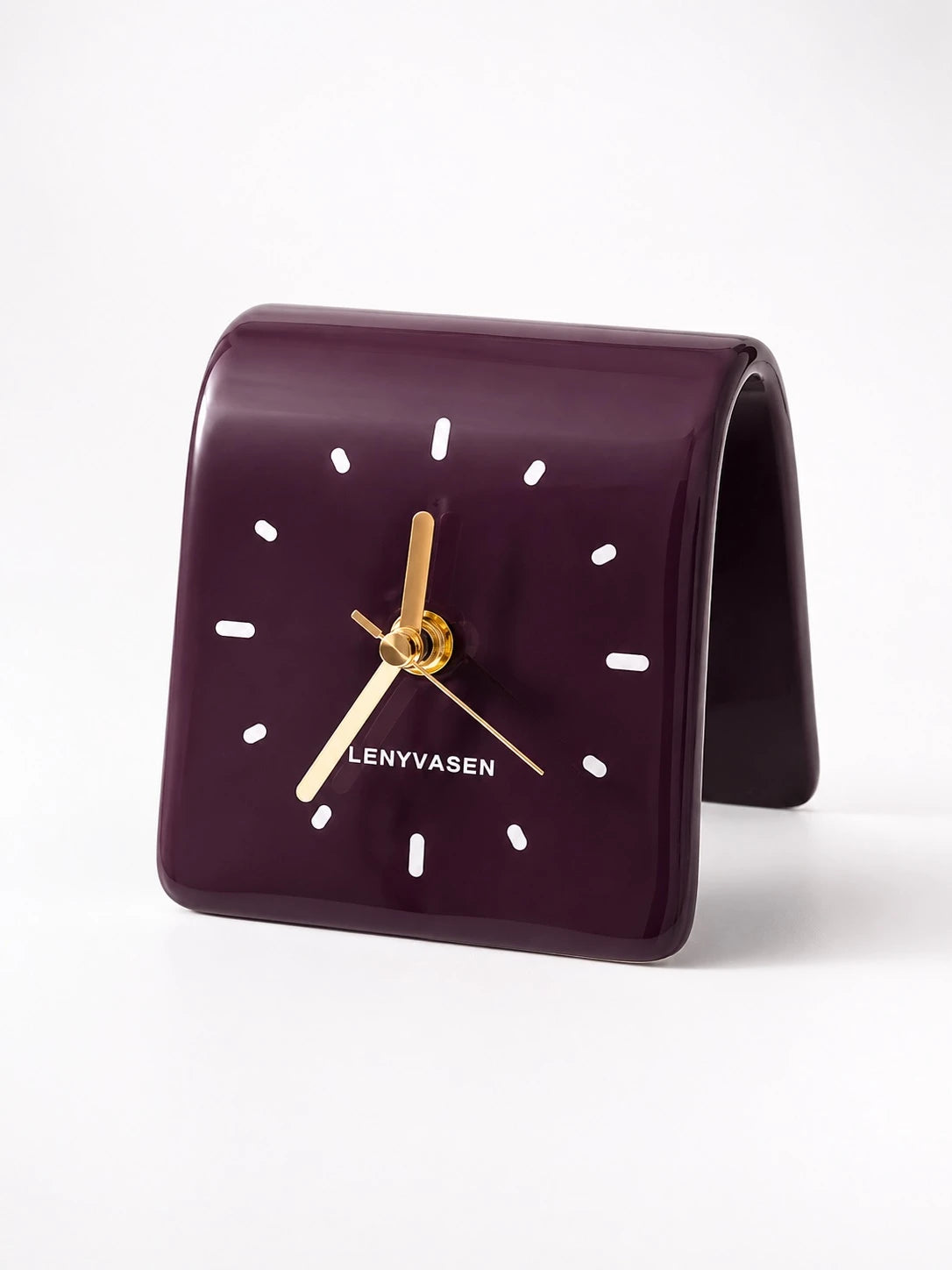 Architectural Curved Ceramic Table Clock — Minimalist Dopamine Decor Accent