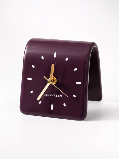 Architectural Curved Ceramic Table Clock — Minimalist Dopamine Decor Accent