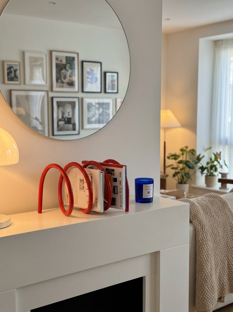 Minimalist Line Metal Bookshelf – Curved Desktop Organizer