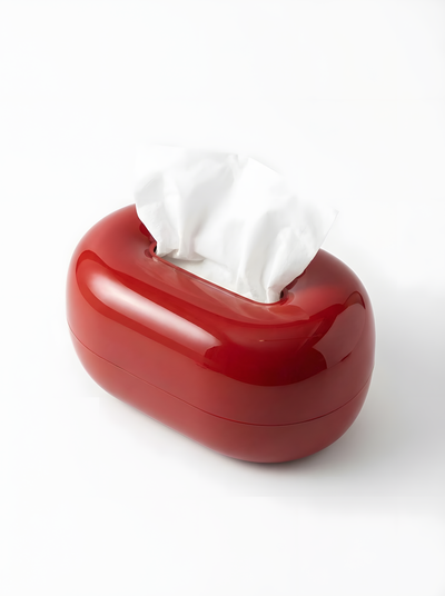 Glossy Red Sculptural Tissue Box – Modern Retro Decor