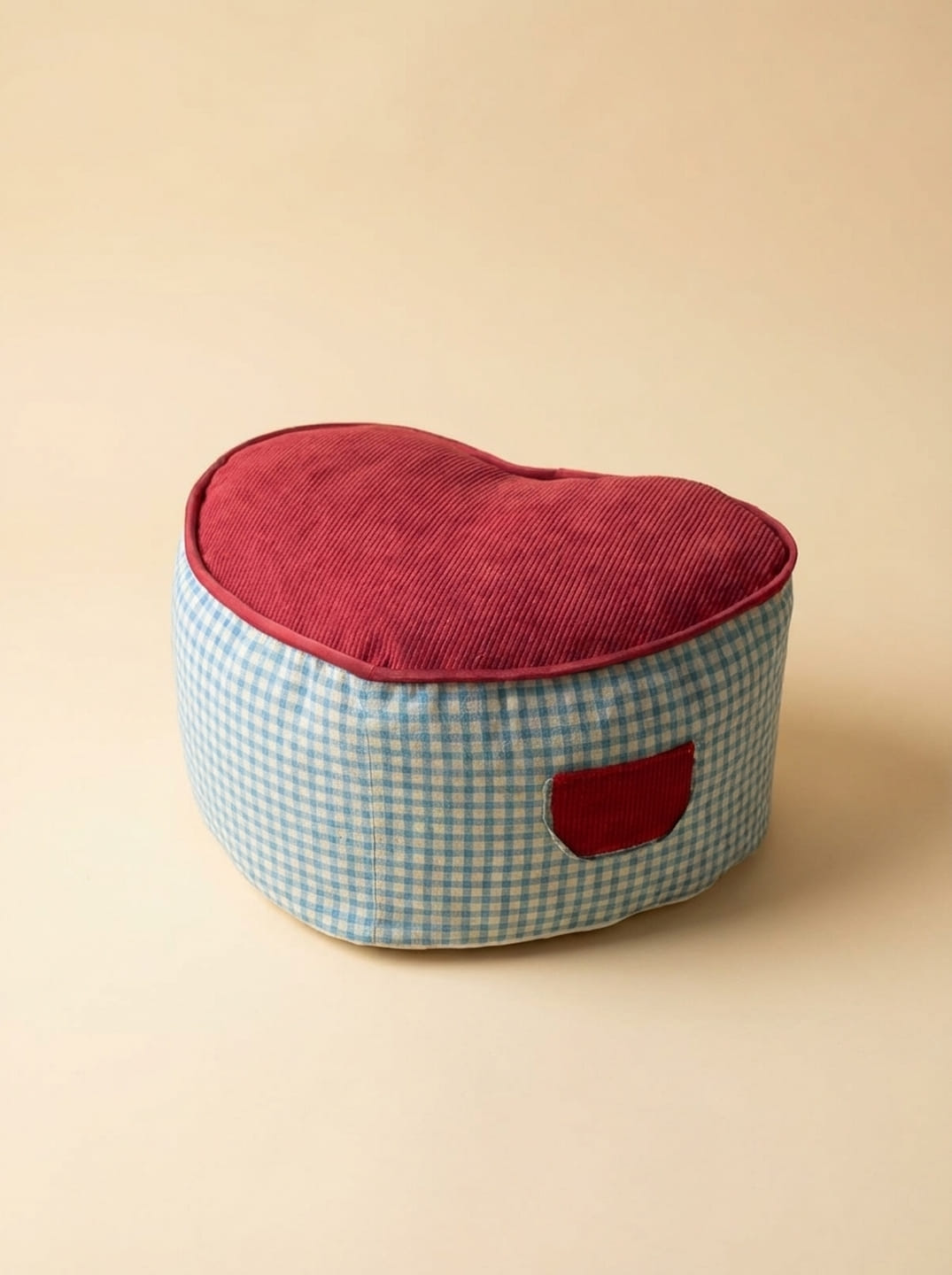 Heart-Shaped Fabric Footstool – Playful Accent Seating
