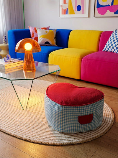 Heart-Shaped Fabric Footstool – Playful Accent Seating