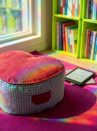 Heart-Shaped Fabric Footstool – Playful Accent Seating