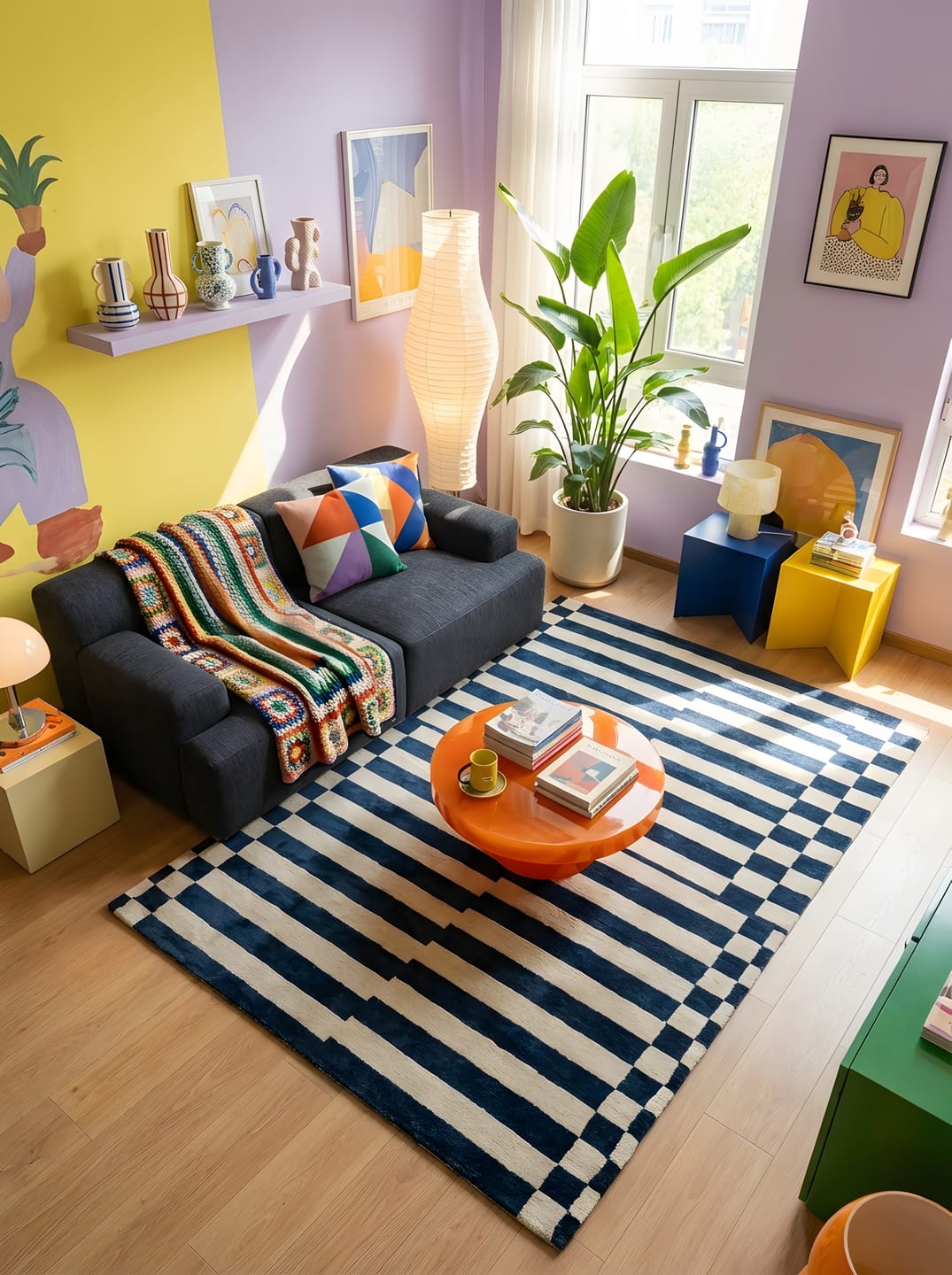 Modern Striped Area Rug – Anti-Slip Decorative Carpet