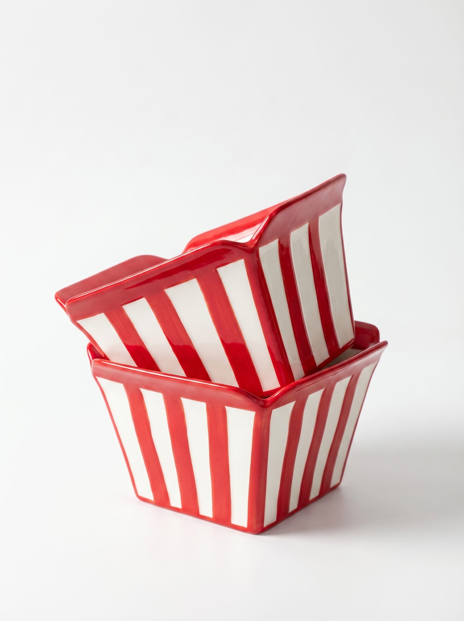 Underglaze-Painted Ceramic Bowl – Square Decorative Serveware