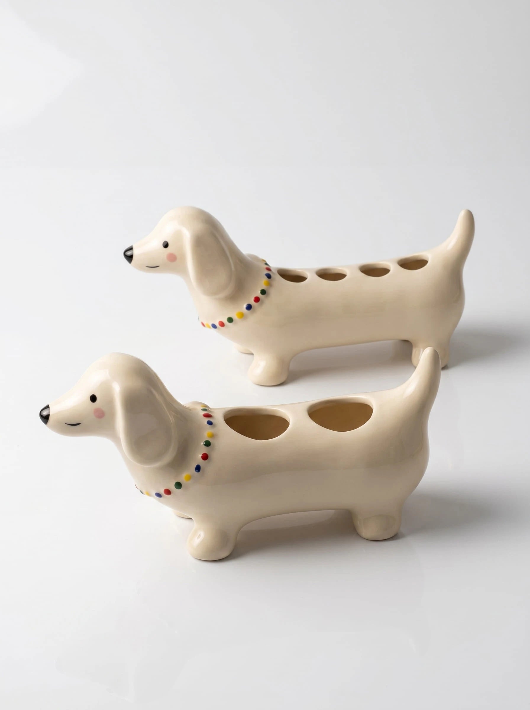 Dachshund Ceramic Toothbrush Holder: Sculptural Dopamine Decor