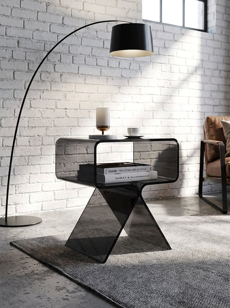 Acrylic Bedside Table – Seamless Translucent Storage Cubby